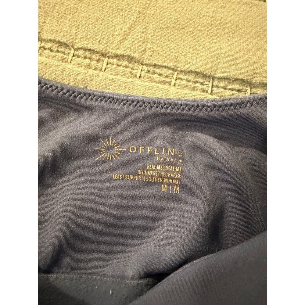 OFFLINE by Aerie Real Me Longline Sports Bra Blue V-Neck Crop Top Medium - Picture 3 of 6